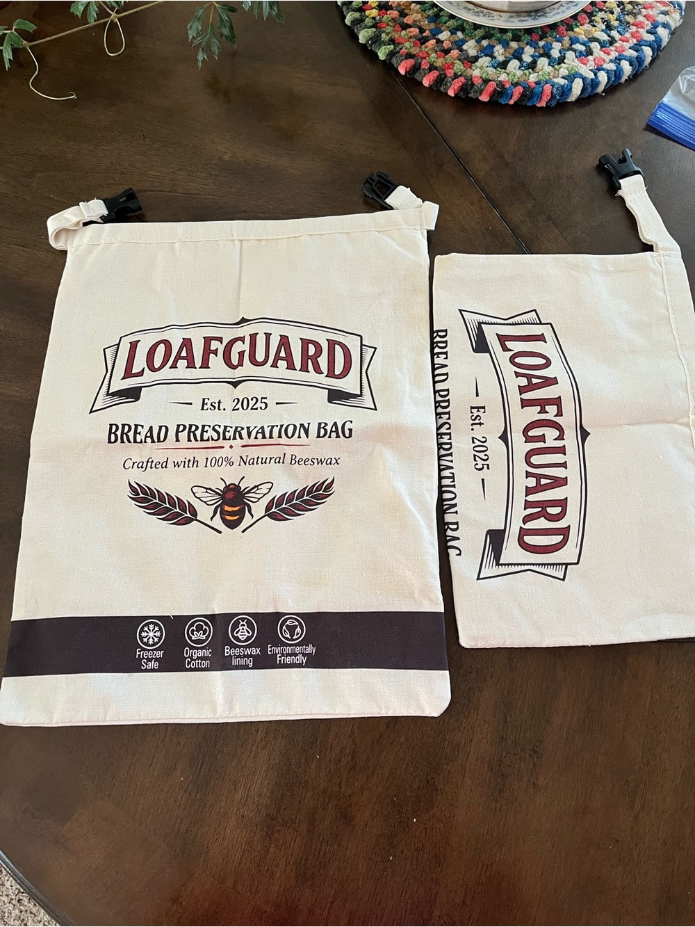 2 - Bee’s Wax Bread Preservation Bags in Natural Cotton - Cream